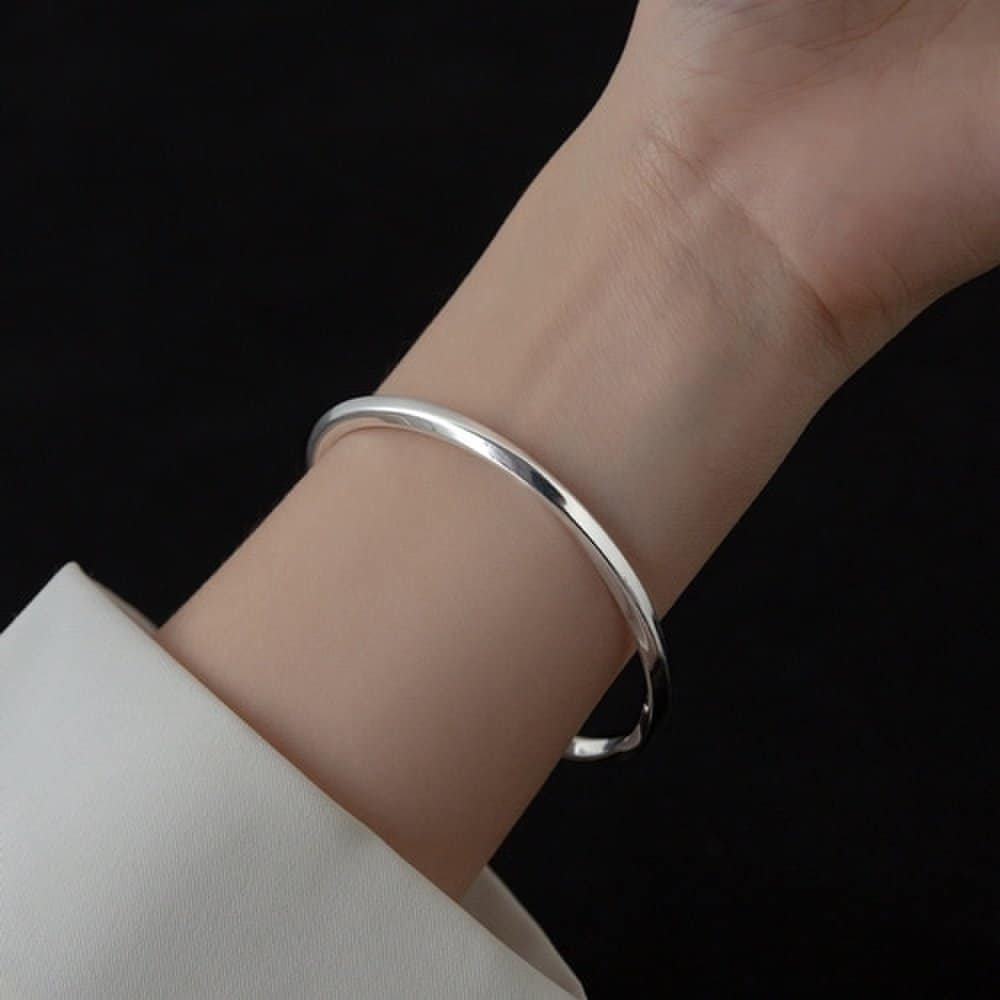 Silver 925 Volume Twist Bold Basic Bangle Bracelet W090