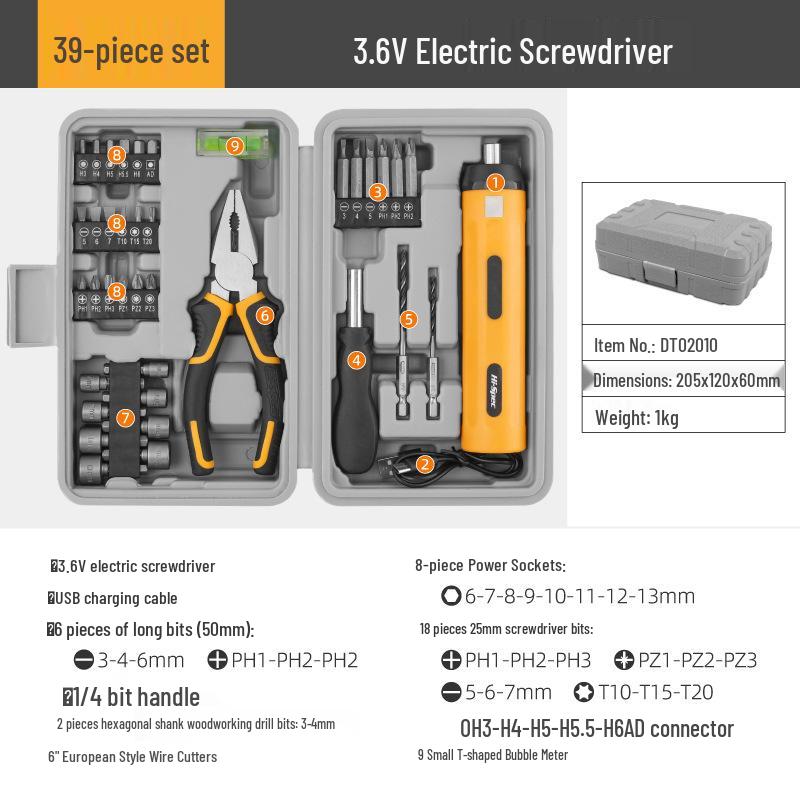 3.6V Rechargeable Lithium Electric Screwdriver Set with Manual/Automatic Function