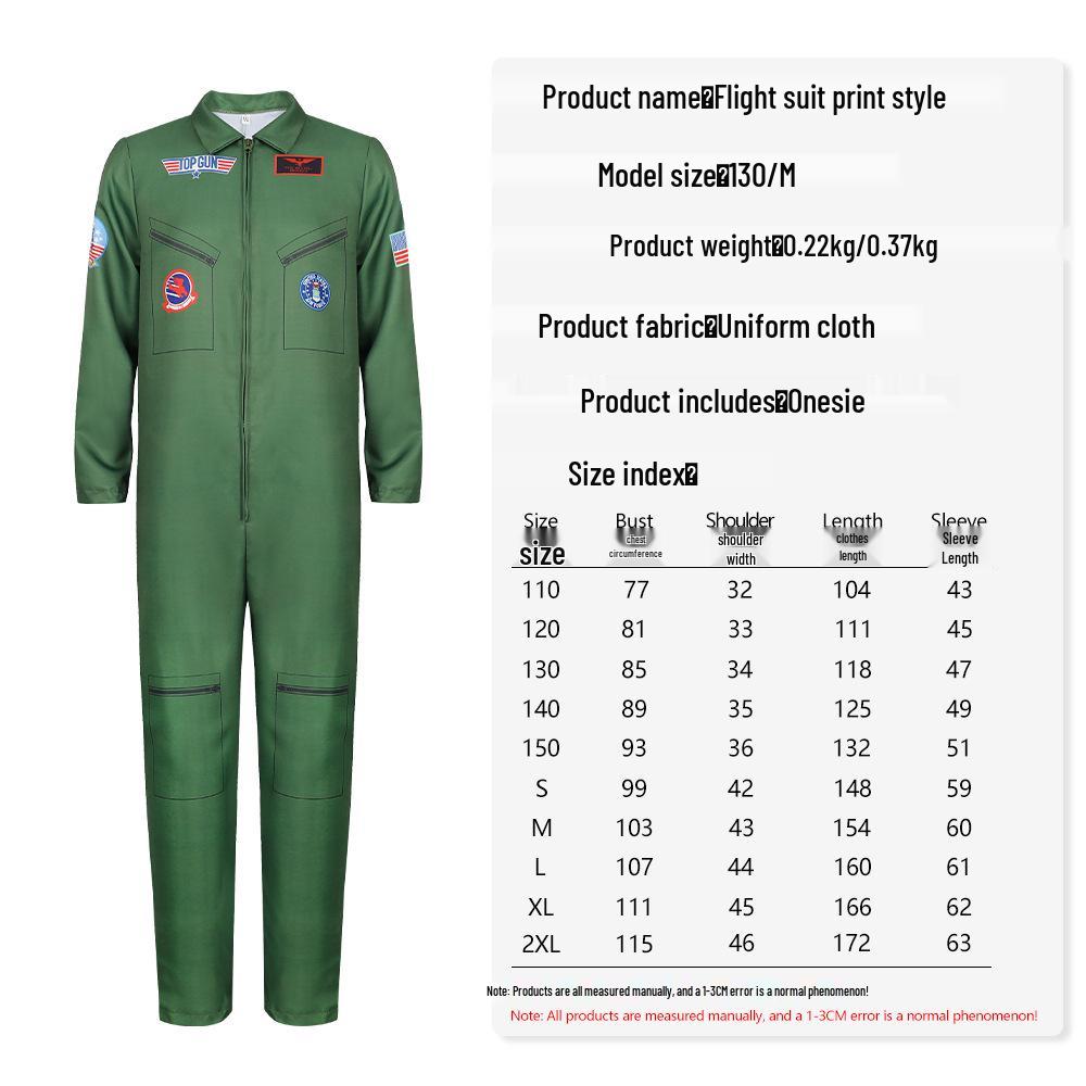 

Army Green Top Gun Pilot Halloween Costume for Parties and Performances 140