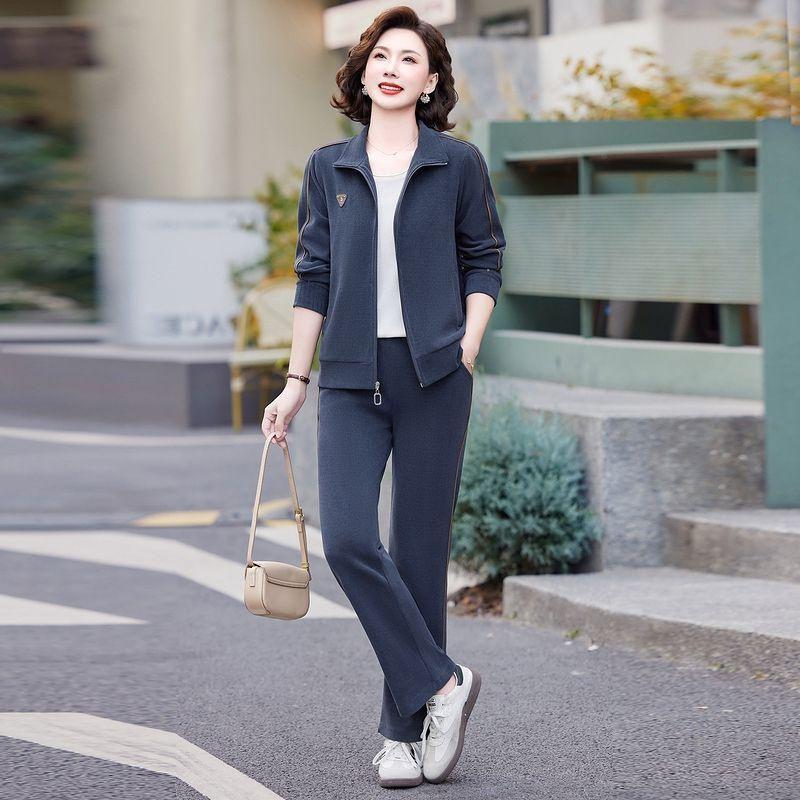 Stylish Middle-Aged And Elderly Spring Jacket 2-Piece Set Women's Casual Sports Suit Collection Spring Autumn
