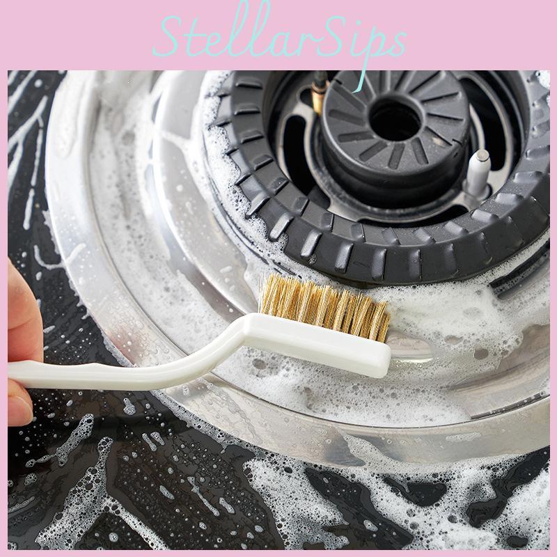 Kitchen Gas Stove Brush With Copper Steel Nylon Bristles For Tough Cleaning