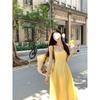 Kleines Trägerkleid Damen Sommer Neu Taille Temperament Langes Kleid Strandurlaubskleid