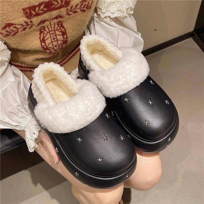 Niche simple cotton shoes for women to wear outside autumn and winter new fashionable and versatile comfortable thick-soled heightening cotton shoes