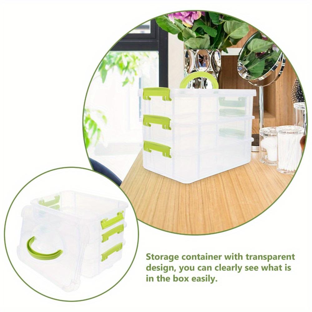 4-Layer Stackable Transparent Plastic Storage Box Portable Multi-Function Clear Organizer Tool for Home Office