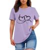 Ladies' Loose Comfortable Casual Fashionable  Heart Pattern Printed Round Neck Short Sleeved Shirt