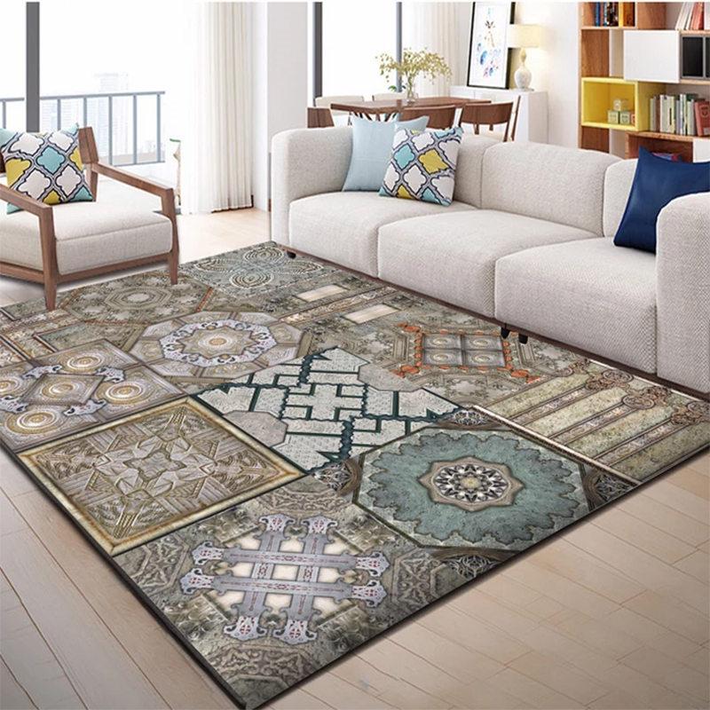 

Nordic Geometric Rugs for Bedroom Large Area Carpets for Living Room Non-slip Flannel Cloakroom Mat Rectangular Soft Lounge Rug 80*120cm