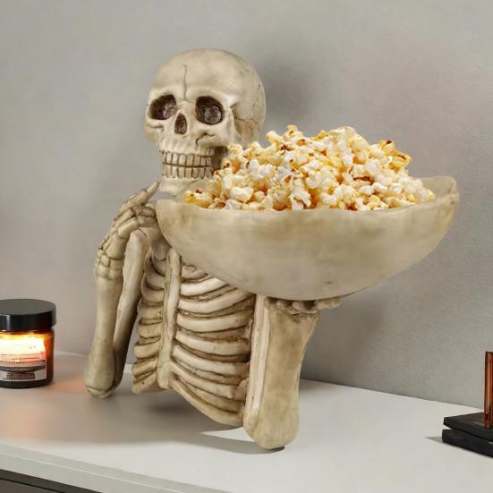 Halloween Skull Candy Bowl Scary Skeleton Key Fruit Snack Storage Tray Resin Punk Skull Decor for Home Tabletop Party Bar