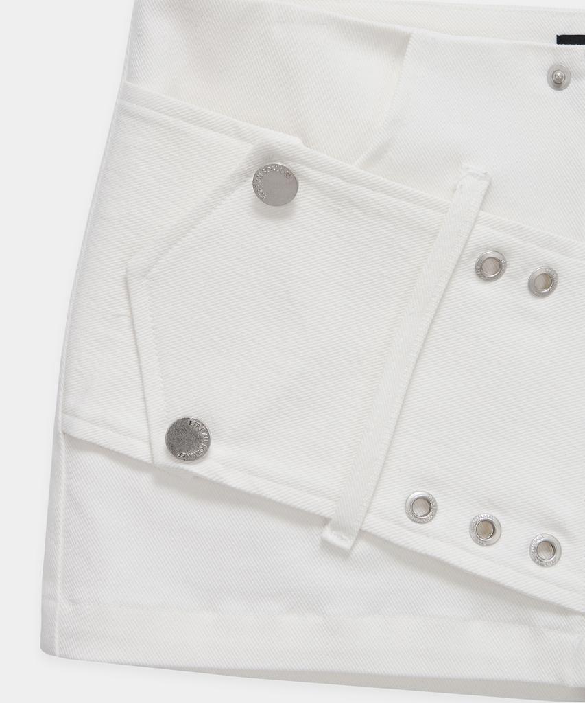 Etosome Front Zipper Belt Detail Mini Skirt (White)