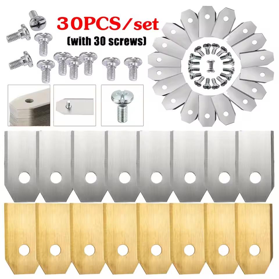 18/30pcs Stainless Steel Grass Trimmer Cutter Blades with Screw For Husqvarna Automower/Gardena Robotic Lawn Mower Cutting Blade
