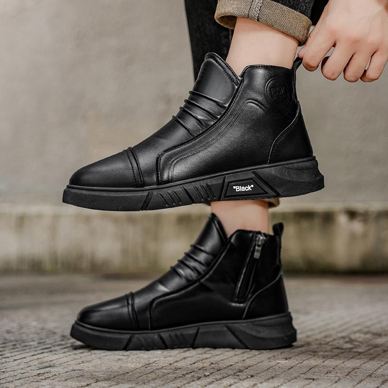 Men's fashion cotton winter casual anti slip hight top wear-resistant thick soled outdoor shoesplush thicken comfort cotton shoe