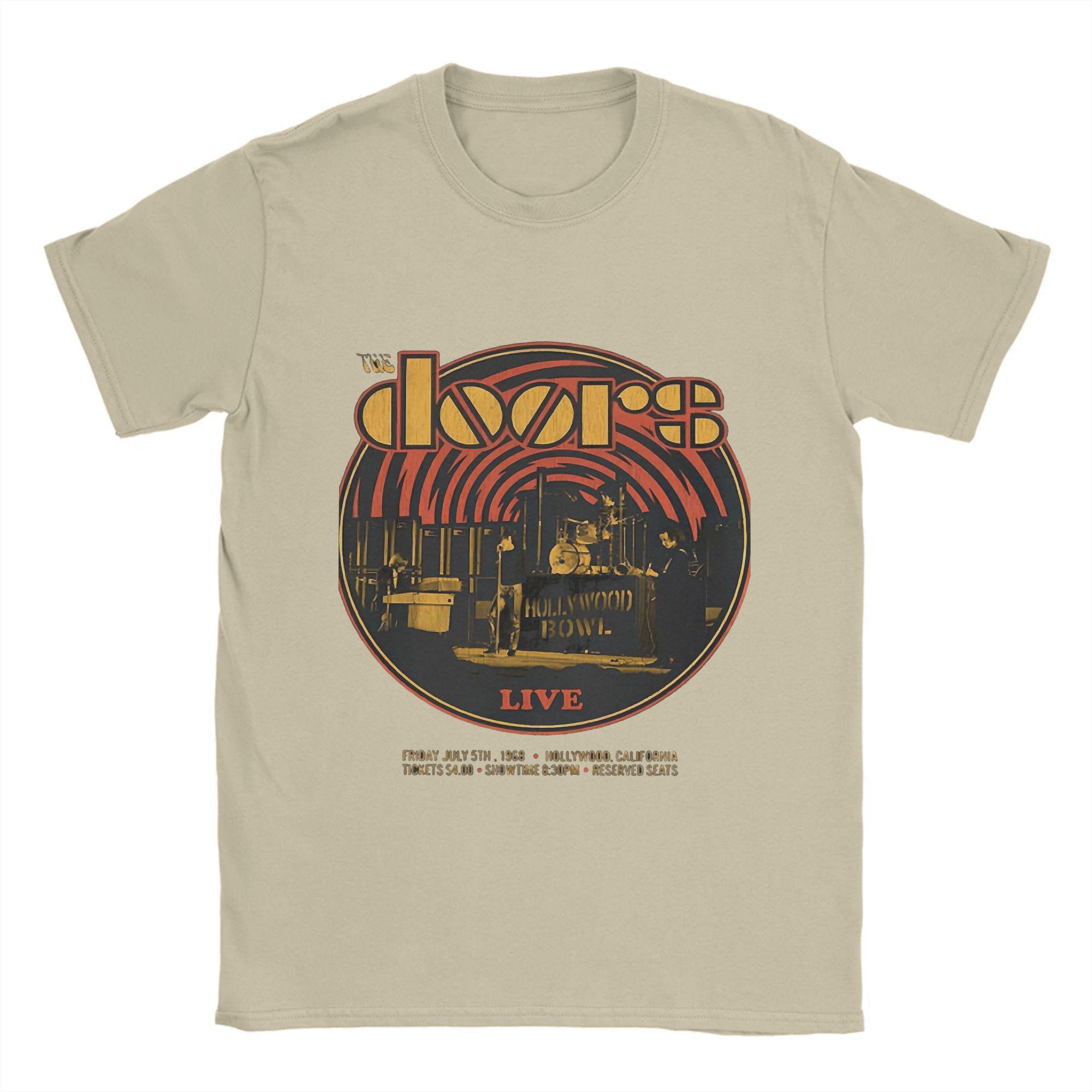 Sommer Vintage The Doors T-Shirt Musik Freizeit T-Shirts Herren Baumwolle Bequem Oversize Oberteil T-Shirts Kurzarm Vintage T-Shirt L black
