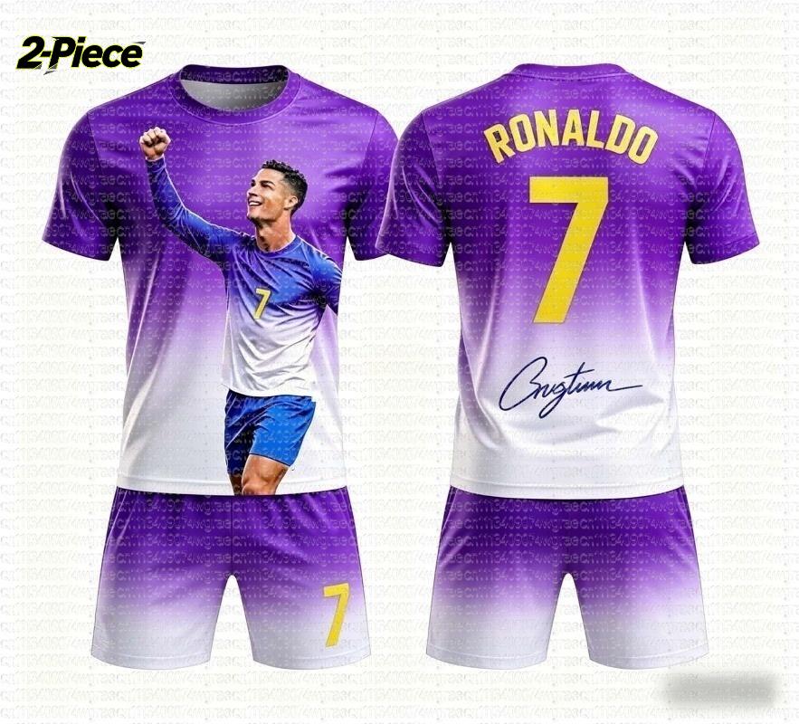 2026 Speciální Ronaldo # 7 Fan Fotbalový Dres Tričko Šortky Set Dámský Pánský Fanoušci Portugalska Košile a Šortky Letní Děti 2dílná Sada
