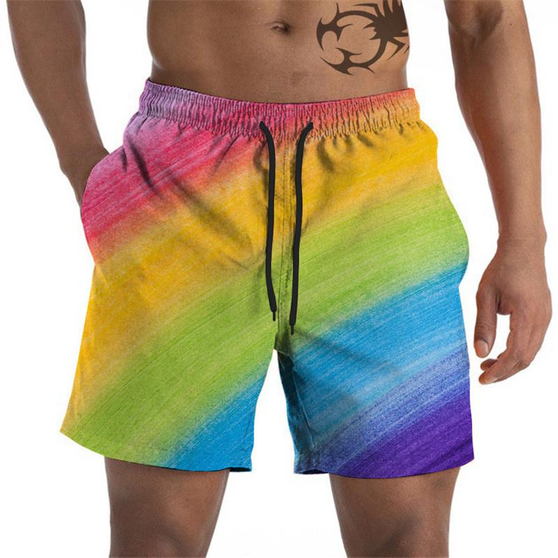 Artistic Pigments Graphic Beach Shorts For Men Colorful Printed Board Shorts Summer Short Pants Loose Swim Trunks