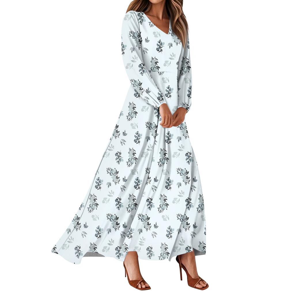 Women's Summer Dresses Casual Long Sleeve Maxi Dresses Cute Floral Maxi Dresses Wedding Guest Dresses Flowing Dresses