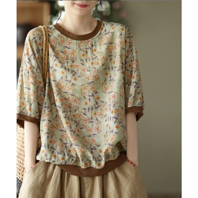 Summer Women's Short-sleeved Loose Round Neck Printed T-shirt