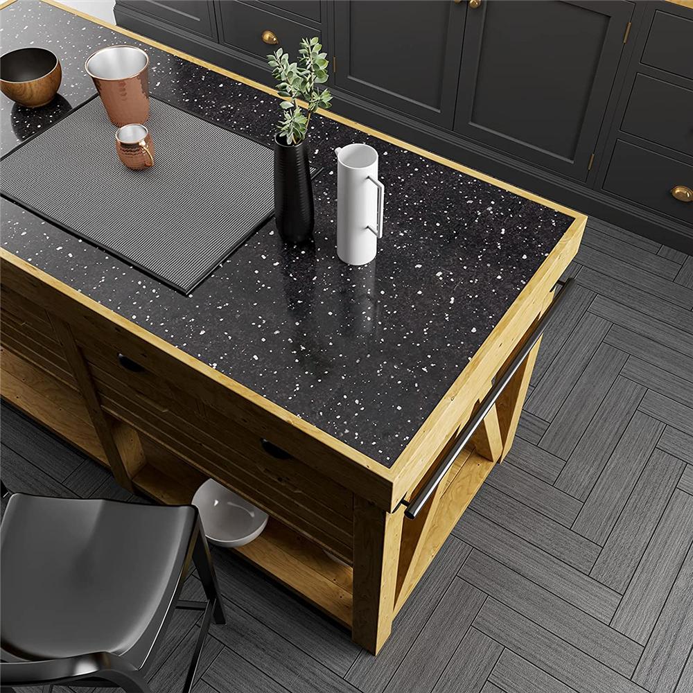 Waterproof Oil-proof  Black Quartz Stone Marble Wallpaper Contact Paper PVC Self Adhesive Bathroom Kitchen Countertop  Decor