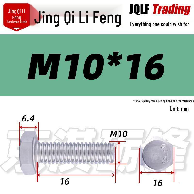 201 Stainless Steel Hex Head Full Thread Bolt: Wear & Corrosion Resistant, M4-M14 for Aerospace Machinery