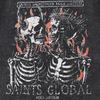 American Heavy Cotton Skull Print T-Shirt Vintage High Street Retro Washed T-Shirt Loose Short Sleeve Men
