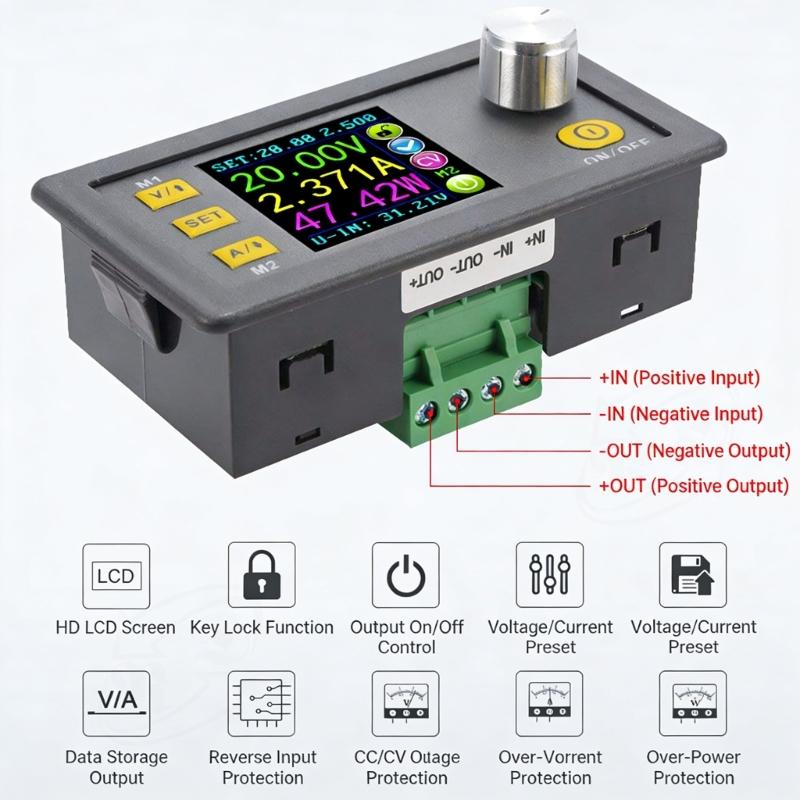 Programmable Power Supply Module 0-32V 3A 96W With Over Voltage Protections And Color LCD Screen For Lab Equipment