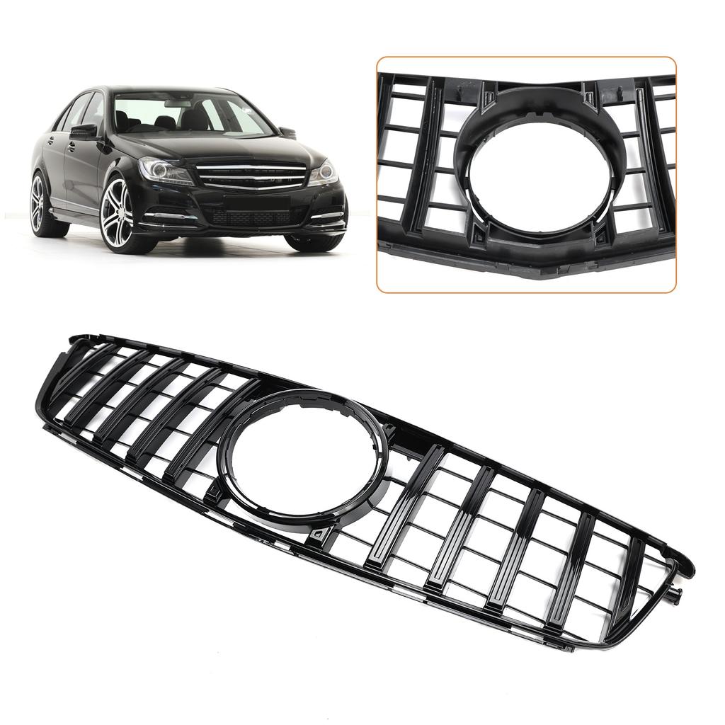 GT Style Front Bumper Grille Grill Fit Benz C-Class W204 C300 C350 2008-2014