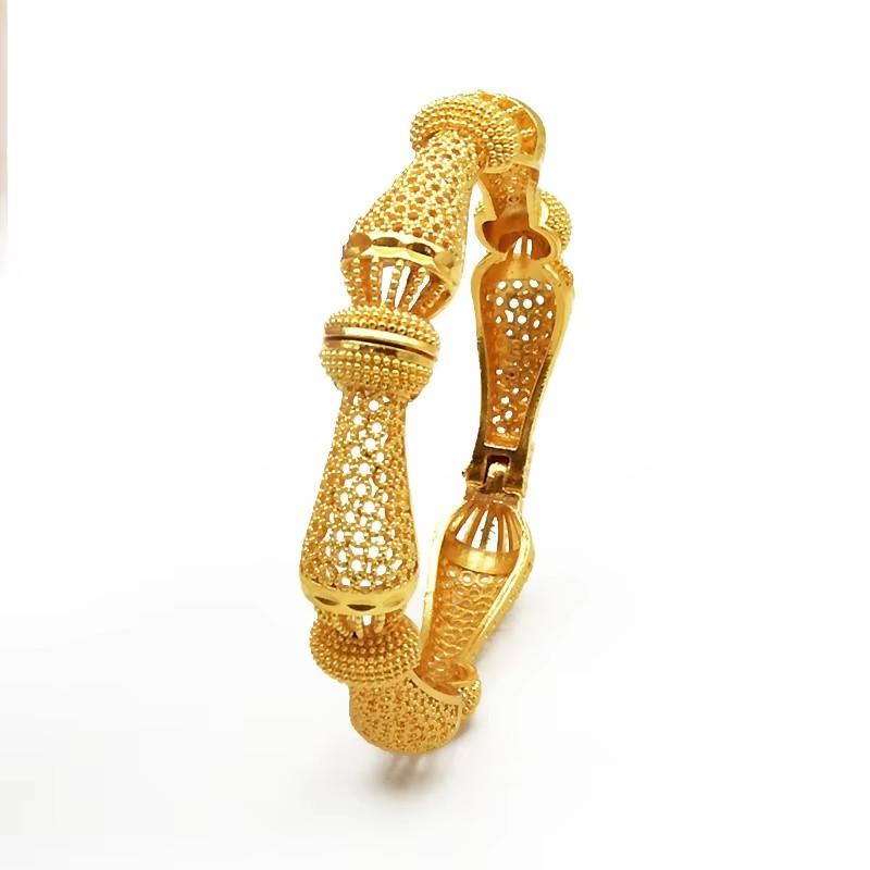 Luxus Dubai Brautarmreifen Geschenk 24K Gold Plated Indische Afrikanische Armbänder Charm Hochzeit Nigerianische Arabische Hand Schmuck für Frauen