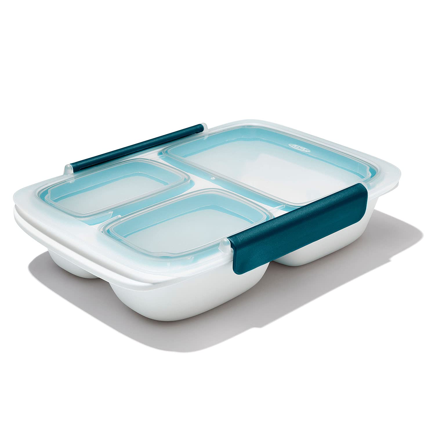 Контейнер для еды OXO Prep Go, безопасный для микроволновой печи и посудомоечной машины, с разделителями, 0,9 л, герметичный, белый