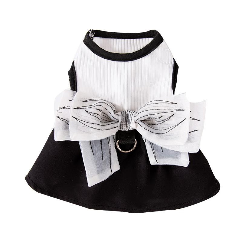 Câine de primăvară vară Hepburn Wind Big Butterfly Vestă de tracțiune Fusta Câine mic Fusta Teddy Cat Haina pentru câini