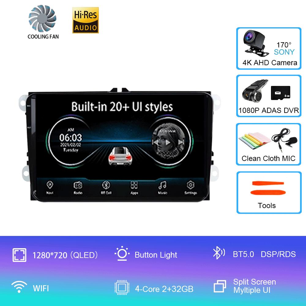 Radio auto 2 din android 14 ecran stereo Pentru VW Volkswagen Amarok Magotan Touran Polo MK5 SKODA Yeti Fabia Superb SEAT Toledo