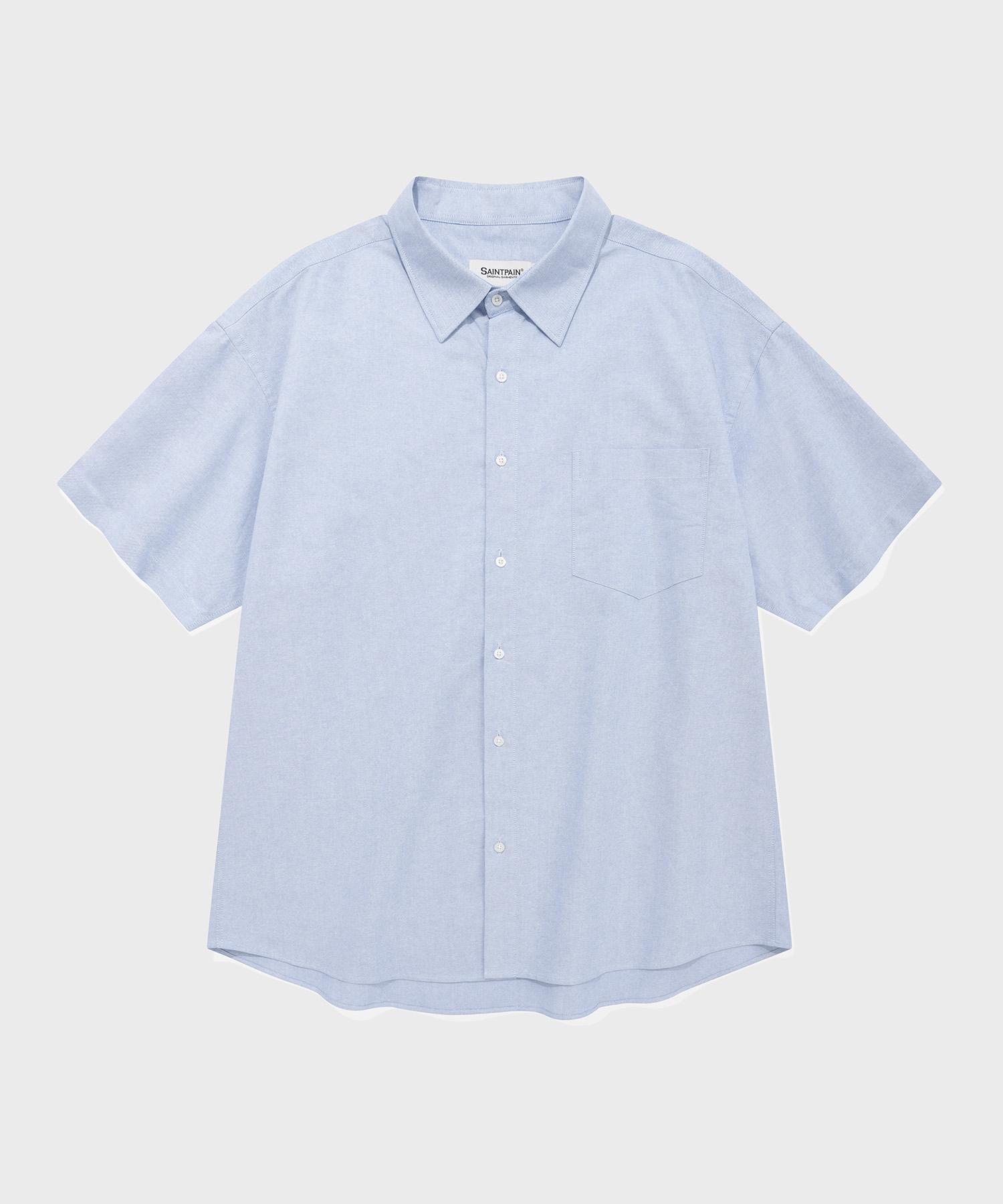 Saint Pain Sp City Boy Oxford Pocket Oversized Short Sleeve Shirt - Blue Blue/L