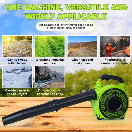 2-Stroke Handheld Leaf Blower Gas Powered Leaf Blower 26cc Handheld Gas Blower Powerful Clearing Blower for Lawn Care Snow Blowing(Green)