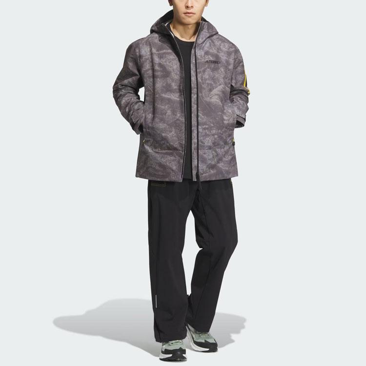 Adidas X National Geographic Allover Print Rain.Rdy Outdoor Jacket Men Outerwear Silver Purple IS9512