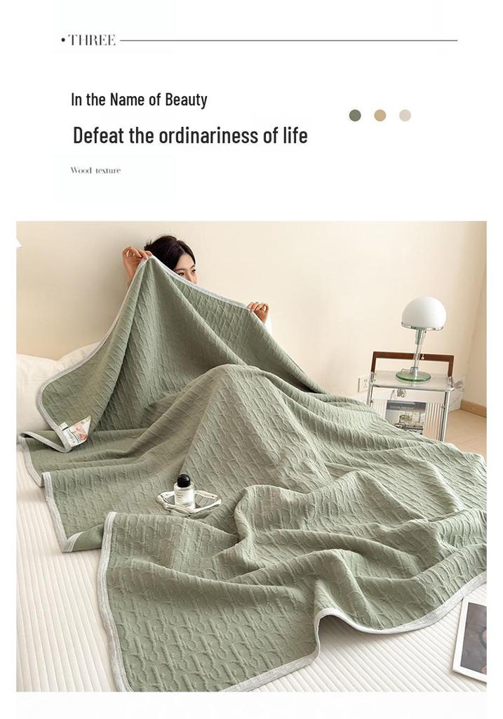 Class A Pure Cotton Three-Layer Gauze Blanket: Summer Cool, All-Season Jacquard Nap & Air Conditioning Quilt