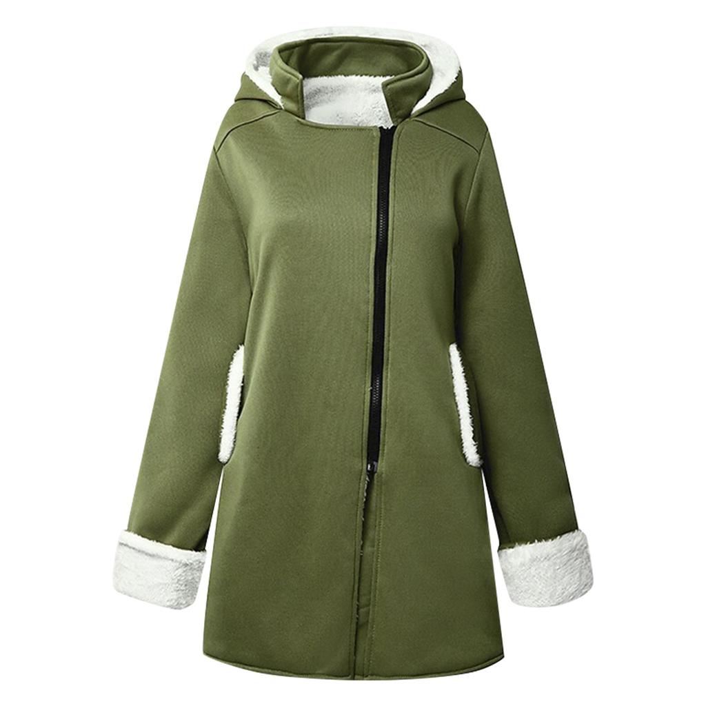 Women's Solid Color Thickened Lambswool Mid-Length Cotton Jacket