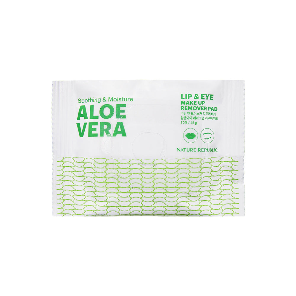 NATURE REPUBLIC Soothing & Moisture Aloe Vera Lip & Eye Make Up Remover Pad 45g (30 Pads)