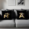 Black Golden Crown Printed Letter Pillowcase Toon Gift Cushion Cover Bedroom Home Sofa Chair Seat Decor Pillow Case