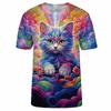 Sweet Fantasy Color Animal T-shirt For Kids Daily Casual Fashion