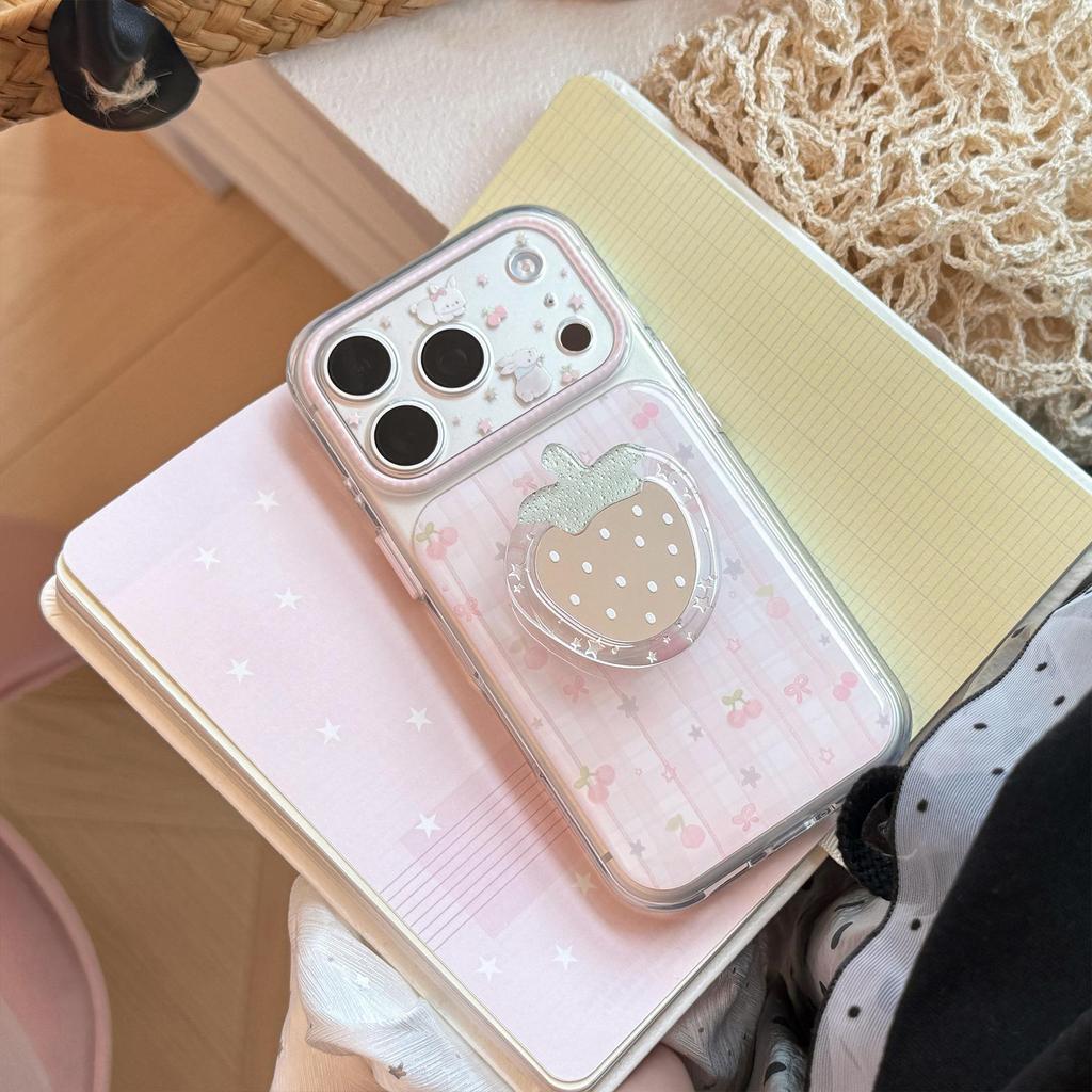 Creative Strawberry Stand Phone Case for iPhone 16, iPhone 17, and iPhone 17 Pro Max