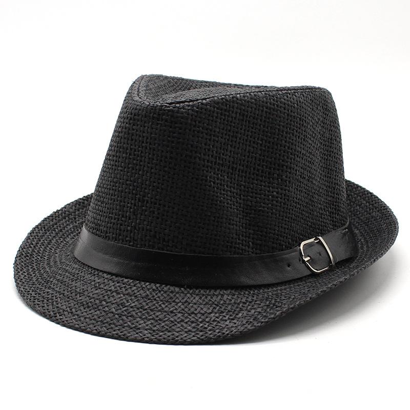 Summer Straw Hat, Beach Hat, Summer Straw Woven Belt Top Hat, Crimped British Hat, Jazz Hat, Men'S Custom Seaside Sun Hat