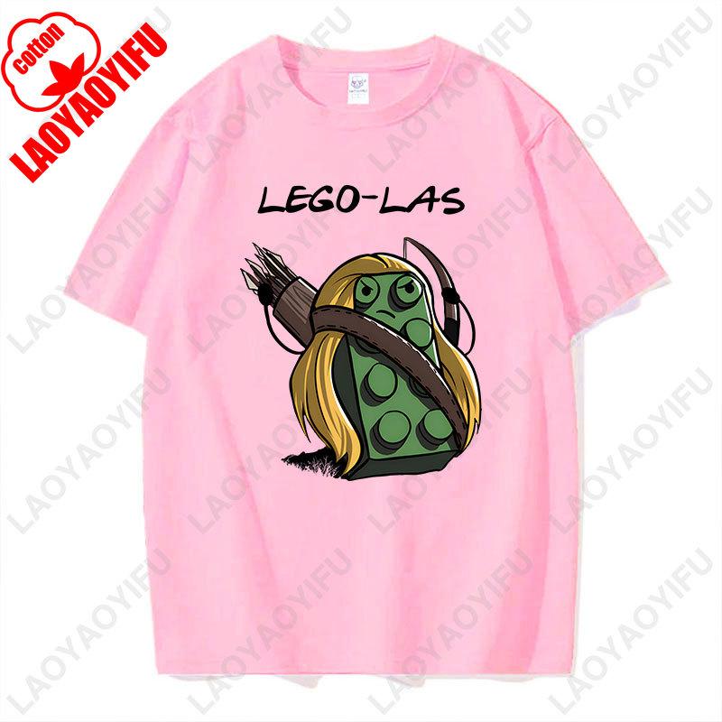 Funny Anime Cartoons Lego-las Printed T-shirt Humor Style Summer Fashion Short-sleev T Shirt Y2k Streetwear Cotton Tee Camisetas