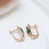 Kinel Green Leaf Zircon Vintage kvinners øredobber med rosa gullfarge