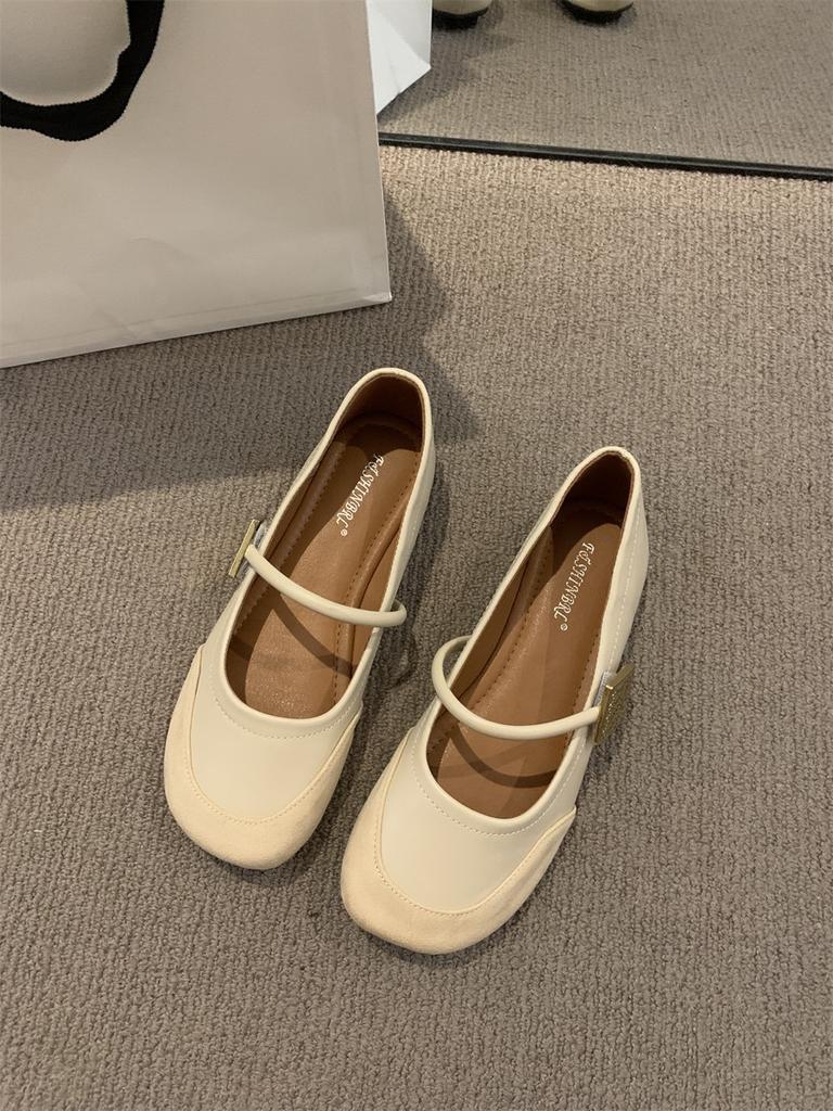 Red Mary Jane Shoes Women's Shoes Spring 2025 New Round Head Soft Sole Soft Surface Word with Shallow Mouth French Single Shoes