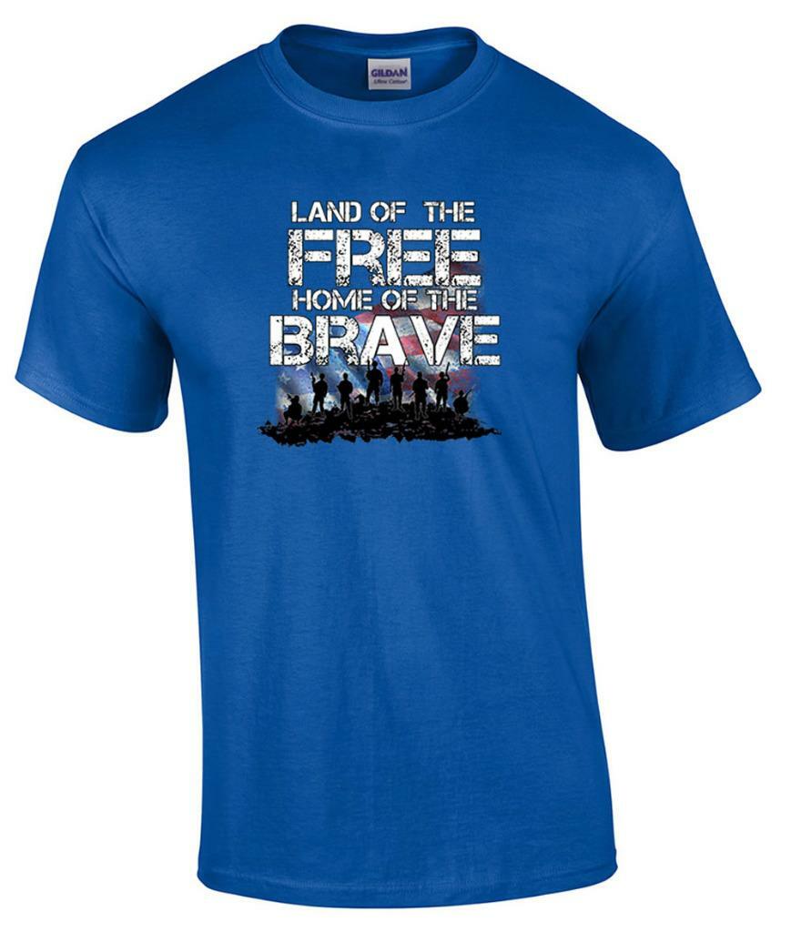 Land of the Free Home of the Brave T-Shirt Patriotic Military Shirt XL
