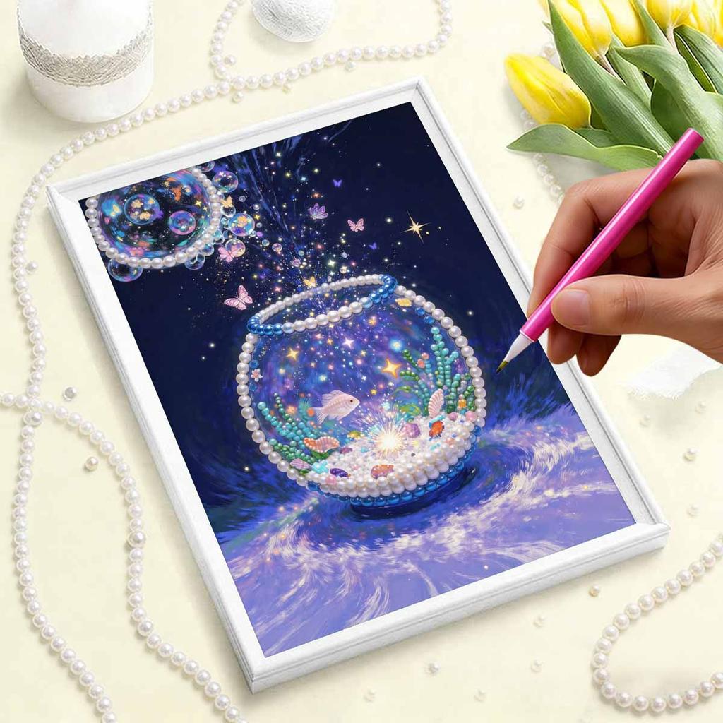 DIY Fish Pearl Art Painting for Home Wall Decor Pearl Gem Paintings Picture Arts Craft  for Adults/Beginners Gift Idea Home Decor Without Frame
