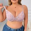 Women Plus Size Full Coverage Ultra-Thin Bra Breathable with Single Layer Cup Sexy Lace Splice Underwire French Romance