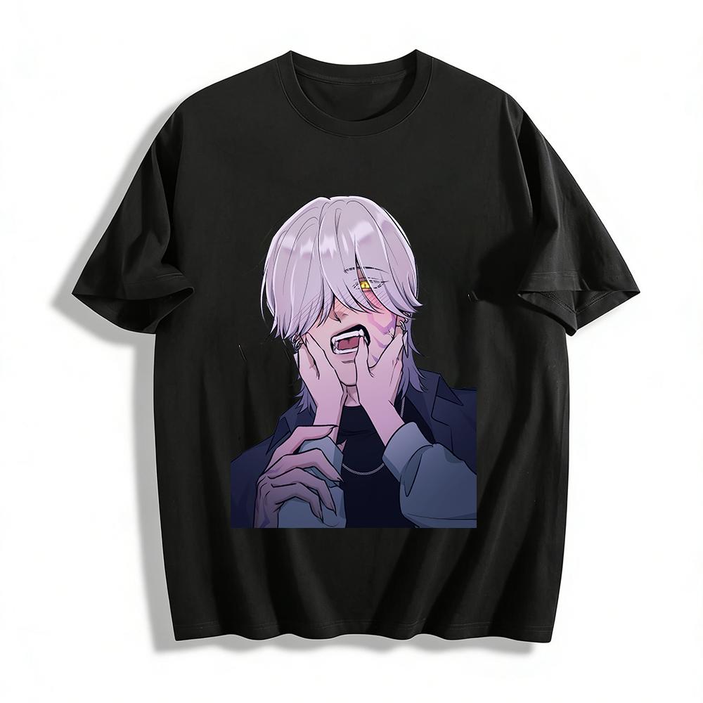 

Sickly Cute Dark Style Grab-face Silver-haired Boy Print Top Niche ACGN Subculture Trendy T-shirt Pure cotton T-shirt XXS