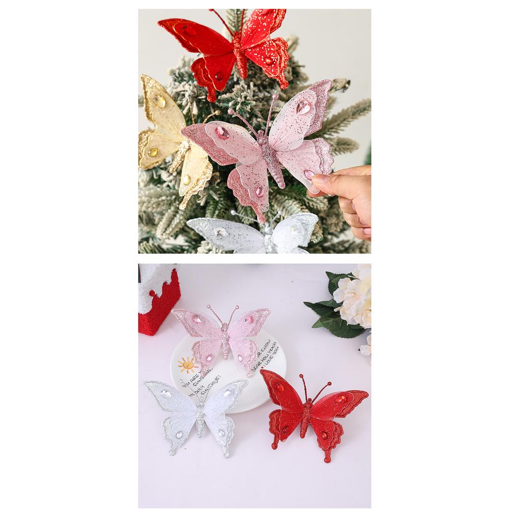 Christmas Tree Decorations Glitter Butterfly Ornaments Detailed Wings Design