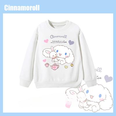 2025 MINISO Detské oblečenie Roztomilé mikiny Cinnamoroll Kreslené Anime Periférne Chlapčenské a Dievčenské Pulóvre s okrúhlym výstrihom na jar a jeseň
