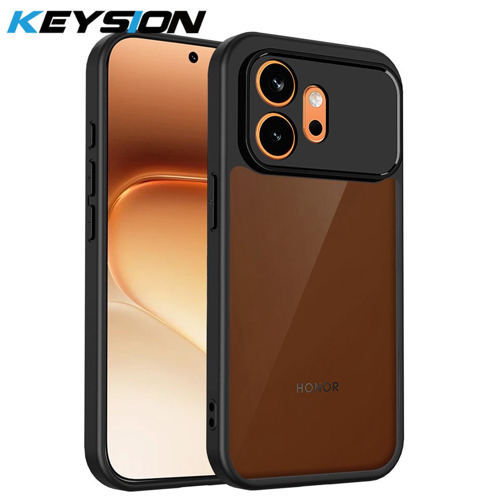 

KEYSION Matte Translucent Black Phone Case for HONOR 600 Pro 5G Soft Silicone+PC Anti-slip Shockproof Cover for Huawei Honor 600 for Honor 600 чорний
