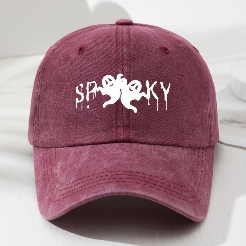 Unisex SPKY Halloween Black Humor Print Soft Top Baseball Cap Adjustable Outdoor Sports Hat