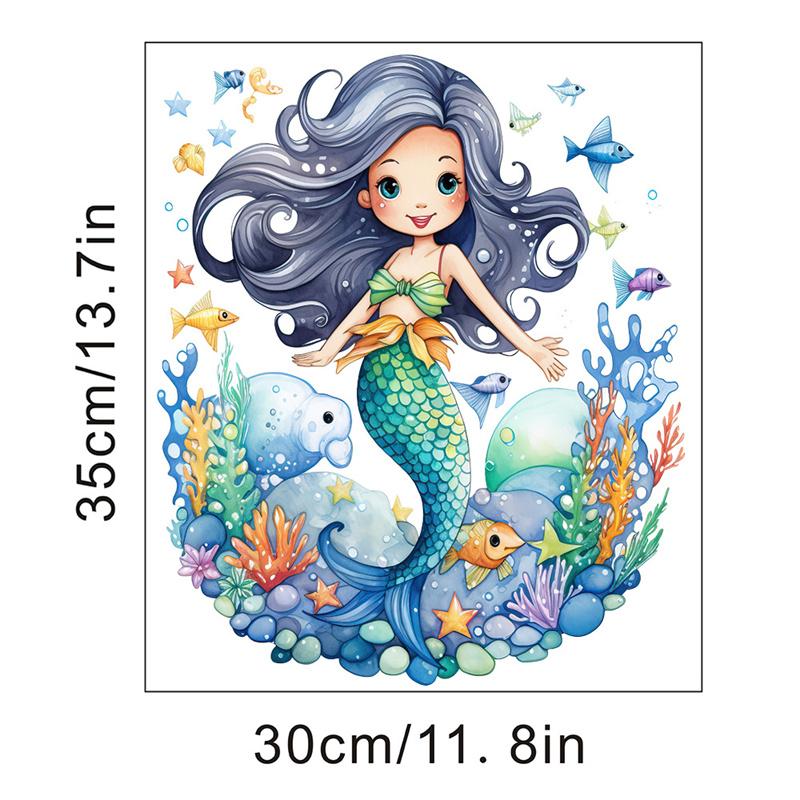 Mermaid Princess Toilet Stickers PVC Self-adhesive Waterproof Bathroom Decals Mural Sticker